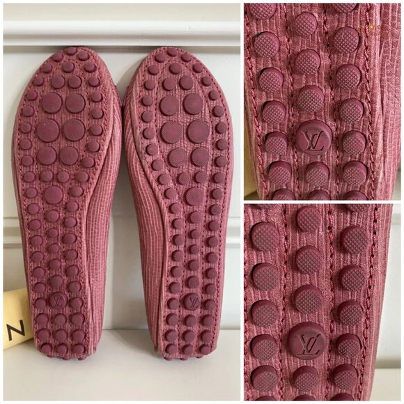 Authentic Louis Vuitton Light Maroon Epi Leather Gold LV Logo Ballet Flats 36/6 - Picture 7 of 12